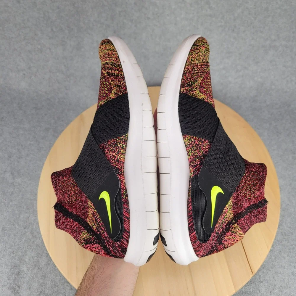 Nike Free RN Motion Flyknit 2017 Women 9.5 Multi-Color Black Volt 880846-004
